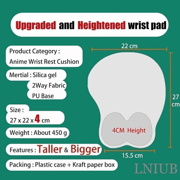 4 cm Wrist Cushion Love Momo Belia Deviluke Chest Mouse Pad Wrist Rest Support - Picture 5 of 10